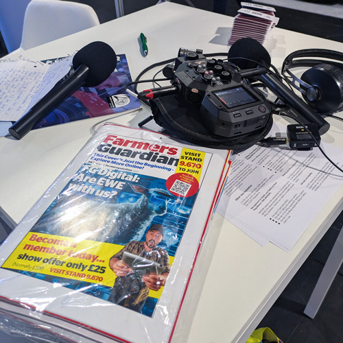 Podcast recording equipment at the 2025 LAMMA show